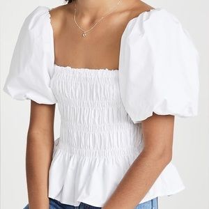 ASTR the Label White Puff Sleeve Sabina Top with smocked bodice (sz. small)